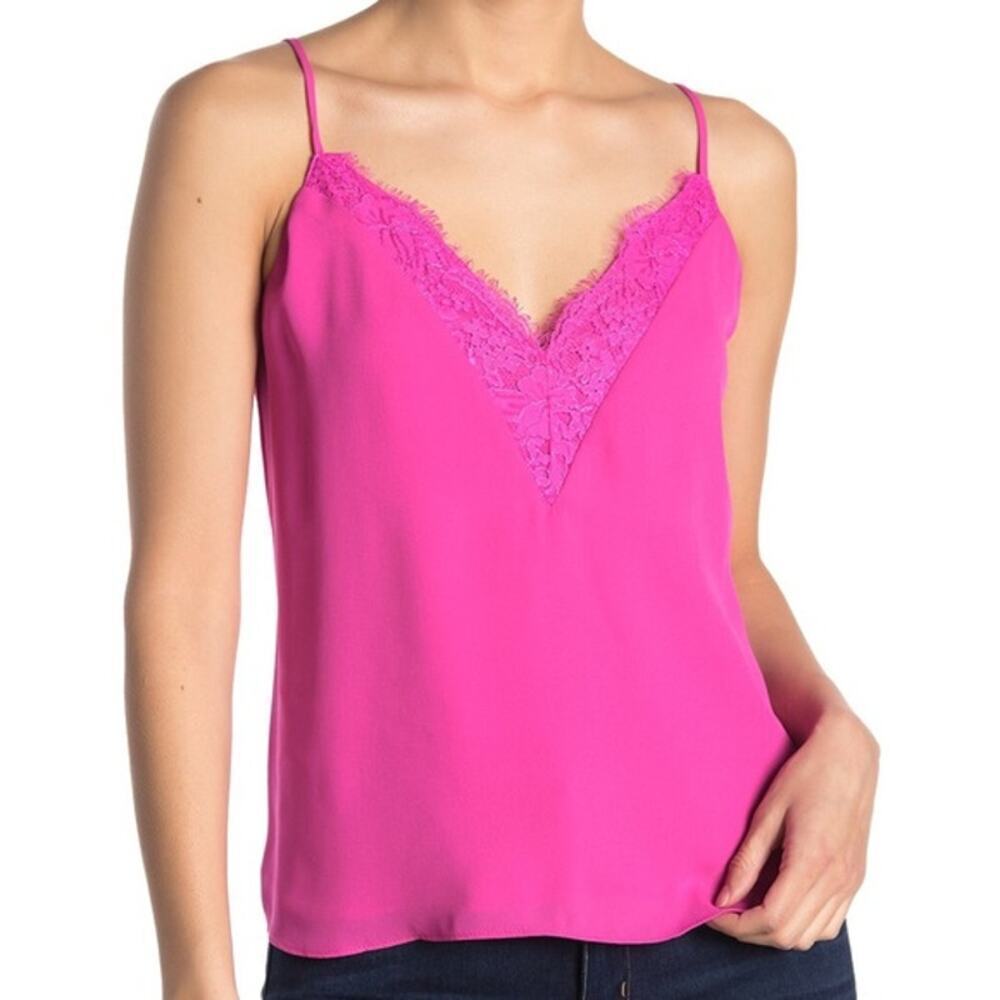 Socialite Lace Trim Cami in Pink Size Small